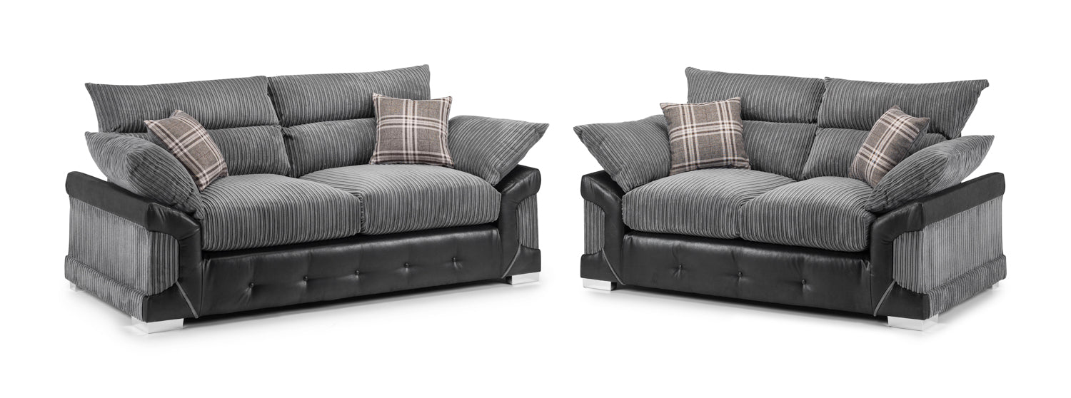 Logan Sofa Black/Grey 3+2 Set