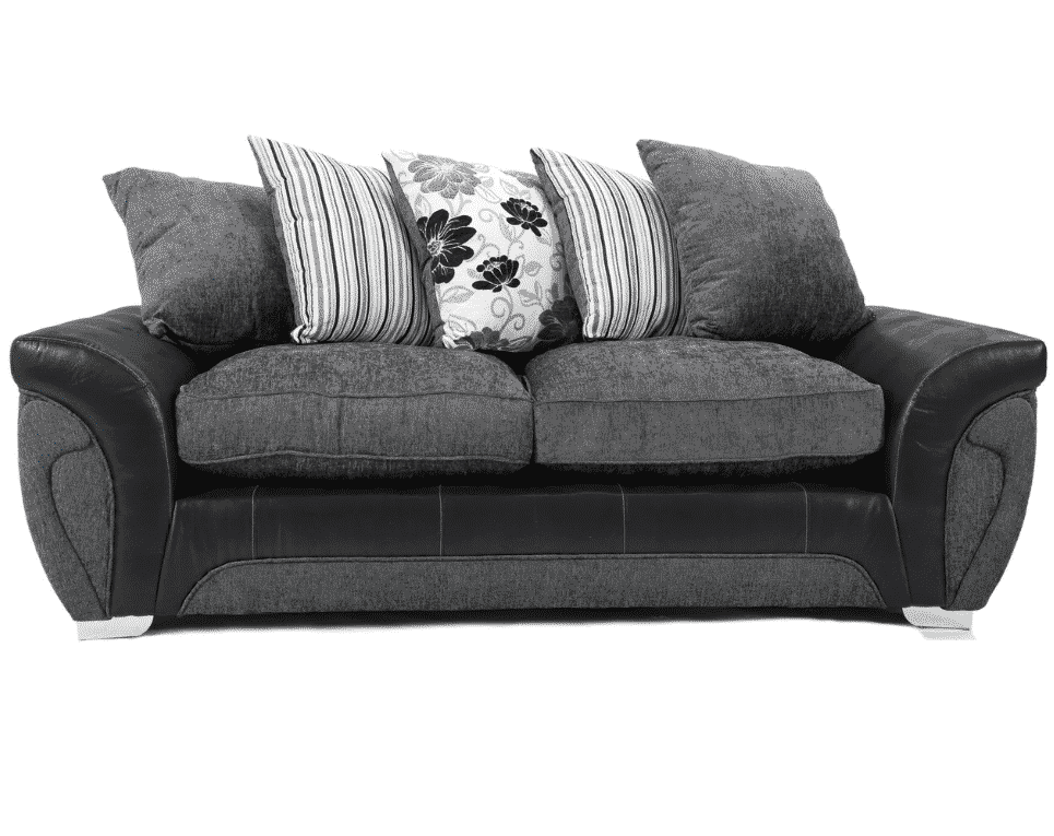 Matinee 3+2 Seater Sofa Set Fabric & Leather Trim Black Silver