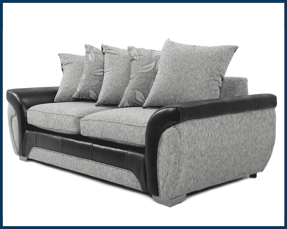 Matinee 3+2 Seater Sofa Set Fabric & Leather Trim Black Silver