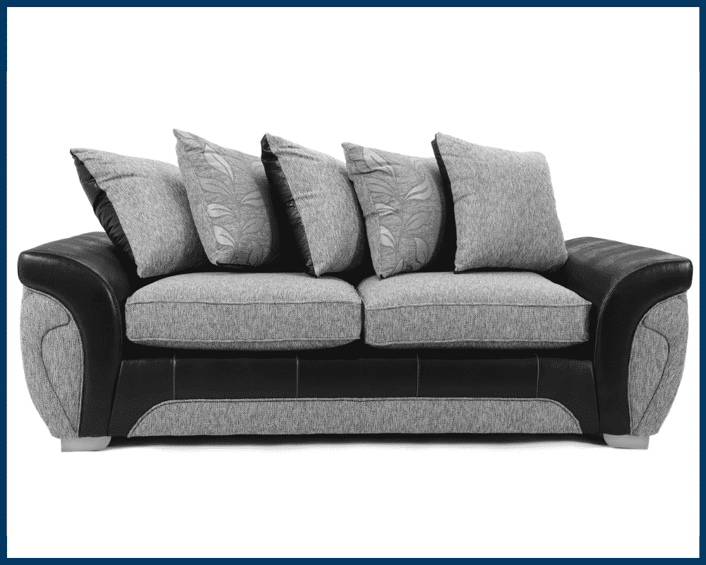 Matinee 3+2 Seater Sofa Set Fabric & Leather Trim Black Silver