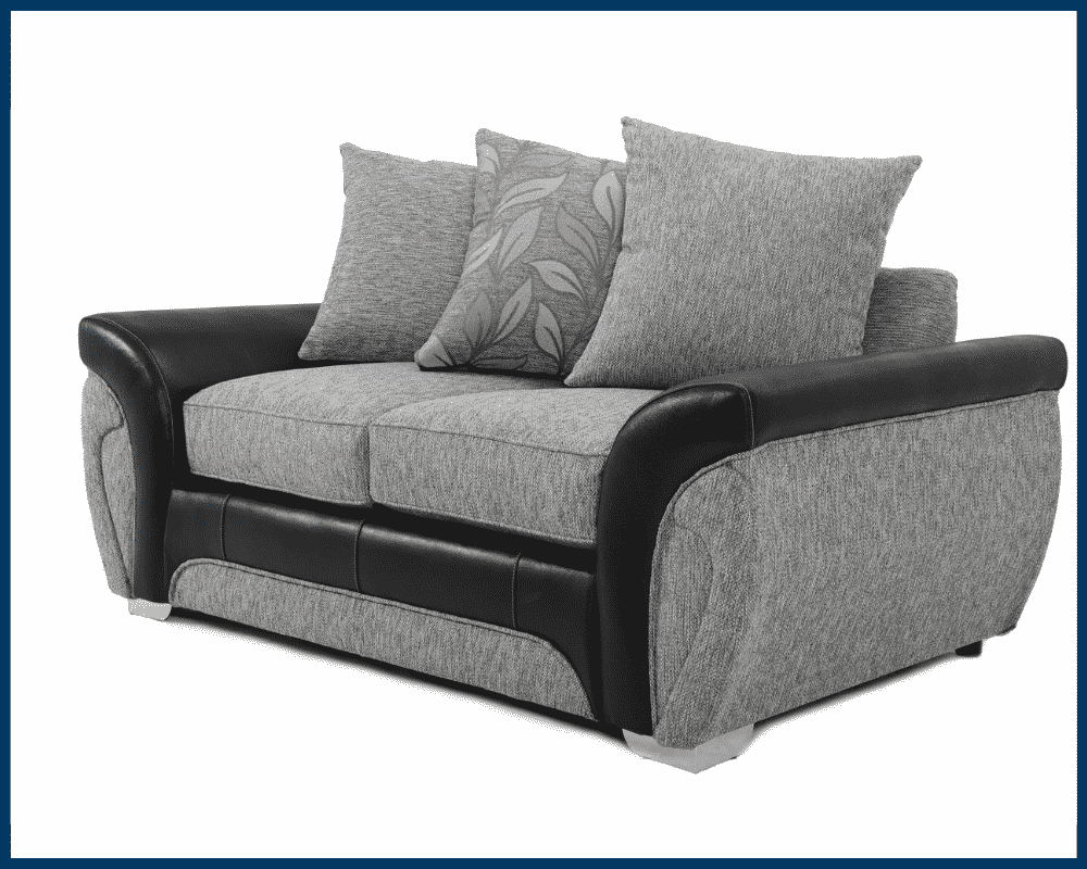 Matinee 3+2 Seater Sofa Set Fabric & Leather Trim Black Silver